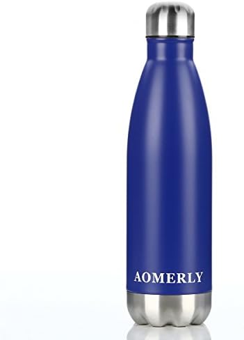 AOMERLY Insulated Water Bottle, Double Wall Vacuum Stainless Steel Water Bottle, S'well Cola Shape, No sweating, BPA Free, Keeps Cold &amp; Hot, Perfect for Camping, Picnics, Gym, 17 oz, Purple Bule
