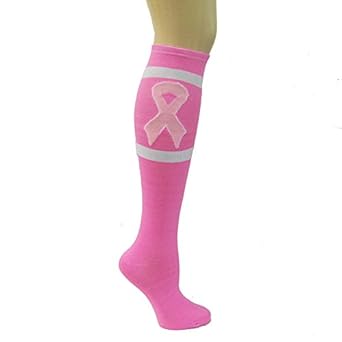 Pink Ribbon Breast Cancer Awareness Knee High Socks Sports ...