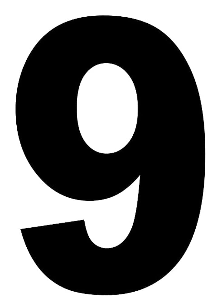 Merriway BH04437 (4 Pcs) Black Vinyl Stick-On Wheelie Bin Post Box Crate Dust Bin Numbers 50mm (2 inch) Number 9 - Pack of 4 Pieces