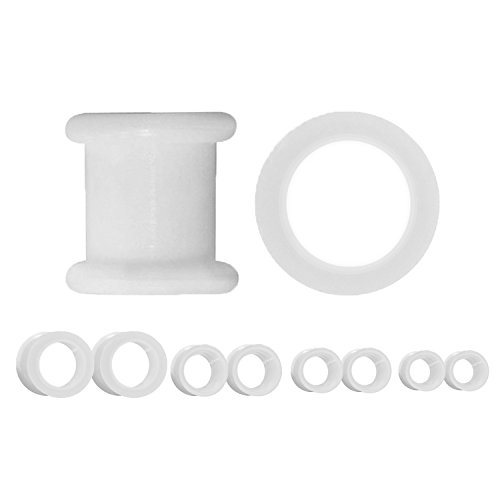 BodyJ4You 10 Pieces Tunnel Kit Silicone Flexible Plugs Double Flare 6G-00G