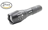 LED Tactical Flashlight 1200 Lumens iZEEKER Portable Ultra Bright XML T6 Outdoor Water Resistant Torch with Adjustable Focus and 5 Light Modes (2 pack)