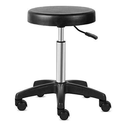 Kaleurrier Heavy Duty Stool with Wheels Hydraulic High Adjustable Height Swivel Rolling Work Drafting Anti-static Stool Chair for Lab Clinic Medical Salon Spa Office Massage Tattoo Shop Studio Home