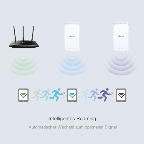 RE330 WLAN Verstärker Repeater 𝐀𝐂𝟏𝟐𝟎𝟎 (867MBit/s 5GHz + 300MBit/s 2,4GHz, WLAN Verstärker, App Steuerung, Signalstärkeanzeige, kompatibel zu Allen WLAN Geräten, AP Modus)