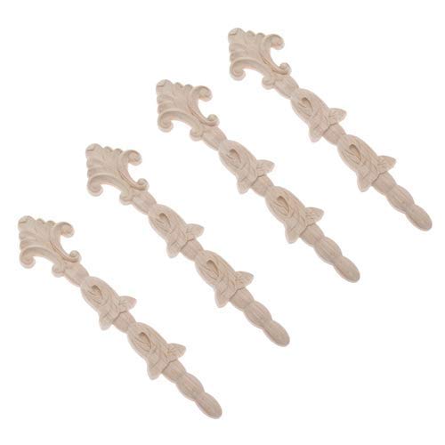 MUXSAM 4Pcs Charm Vertical Wood Carved Corner Onlay Applique On Furniture Frame Decor 25x6cm