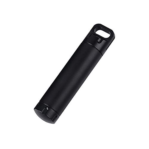 Survival Capsule Waterproof Seal Bottle Aluminum EDC Container Tank Survival Emergency Tool for Hunting Camping Mountaineering (Black, 1PCS)