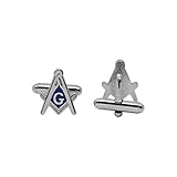 Masonic Silver and Blue Square and Compass 'G' Cufflinks