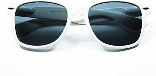 Classic Retro Horn Rimmed Wayfarer Sunglasses Metal Spring Hinge Comfort Fit (White)