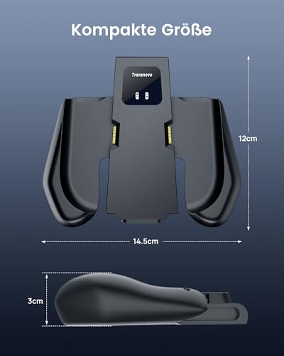 TRANSNOVO Joy Con 2 Aufladehalterung Kompatibel mit Nintendo Switch 2 Controller (2025), Magnetischer Ladegriff mit Kabel, LED-Anzeige, Rutschfestem Ergonomie-Grip & Verstärkter Rückseite – Schwarz 10
