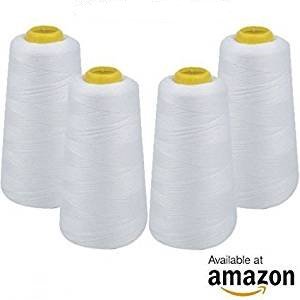 4 Pack of 6000 Yards (Each) White Serger Cone Thread All Purpose Sewing Thread Polyester Spools Overlock (Upholstery, Canvas, Drapery, Beading, Quilting)