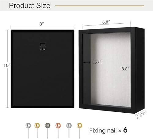Shadow Box Picture Frame with Linen Board, 8x10 Memory Box Display Case for Flower Baby Pet Wedding Photo Craft Memorial Gift, Black