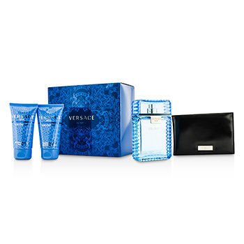 Versace Man Eau Fraiche by Versace for Men 4 Piece Set Includes: 3.4 oz Eau de Toilette Spray + 1.7 oz After Shave Balm + 1.7 oz Bath & Shower Gel + Versace Wallet