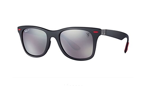 RayBan RB4195M Scuderia Ferrari Collection Sunglasses F602H2 (Matte Black, Silver Mirror Chromance)