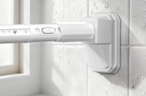 Dsocool Tension Curtain Rods No Drilling, Extra Long Tension Rod 100-220cm, Heavy Duty Shower Curtain Rod for Outdoor Patio Bathroom Windows Room Divider, Adjustable, Anti-Slip, No Rust