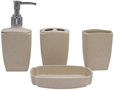 4-Piece Set: Bathroom Accessory Collection (Stone)