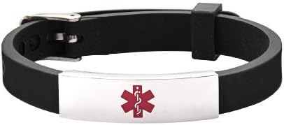 Rubber Watch Band Buckle - Medical ID (Black)