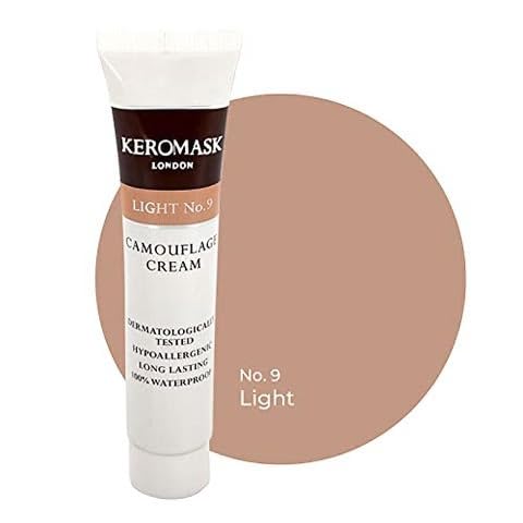 Keromask Full Coverage Hypoallergenic Concealer Shade LIGHT No 9 to Camouflage Vitiligo, Tattoos, Redness and Rosacea, Waterproof and Suitable for All Skin Types 1 x 15ml — image 1