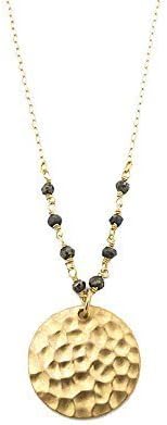 Hammered Disc Necklace with Pyrite Gemstones