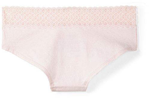 Amazon Brand - Mae Women's  Lace Waistband Cotton Hipster Panty, 3 Pack, Black/Dapple Grey/Potpourri, Large - Thumbnail 4