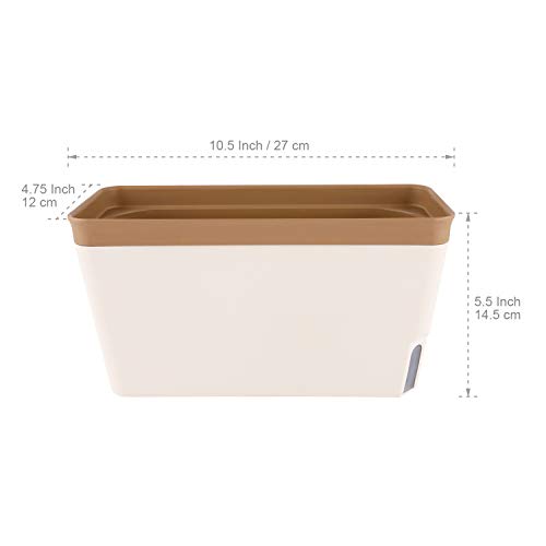 T4U 27cm Selbstwässernder Blumenkasten Kräutertopf mit ERD-Bewässerungs-System Braun 3er-Set Kunststoff Blumentopf Pflanzgefäß Rechteck für Küche Balkon Fensterbank – Bild 6