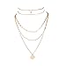 Lariatneck Layered Choker Necklace Gold Multilayer Necklace for Women Coin Pendant Chain Choker Set of 2