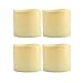 Flameless Candles 3 x 3 inches (Set of 4), Flickering LED Candles, Battery Operated Outdoor Indoor Fake Candles, Amber Flame Plastic Pillar Votive Candles with Cycling 8 Hours ON/16 Hours Off Timer