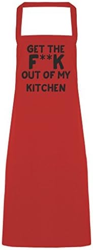 hiusan Get The FK Out of My Kitchen Apron Funny Novelty Cotton Kitchen Chef's Apron Gifts for Dad,for Mom,Housewarming Gifts