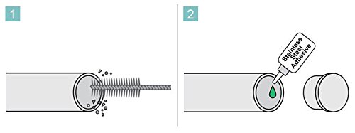 Bar Foot Rail Kit (Custom-Made Item) - Brushed Stainless Steel Tubing (2 in OD, 6 ft Length) - Combination Foot Rail Brackets - Tapered End Caps