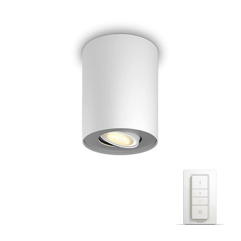 Philips Hue Pillar White Ambiance Smart Single Ceiling SpotLight LED [GU10 Spot] with Bluetooth, White & Dimmer Switch. Works with Alexa, Google Assistant and Apple HomeKit
