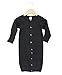 The Laughing Giraffe Baby Convertible Gown w/Mittens. 100% Cotton, 0-6 ms, Black, Unisex