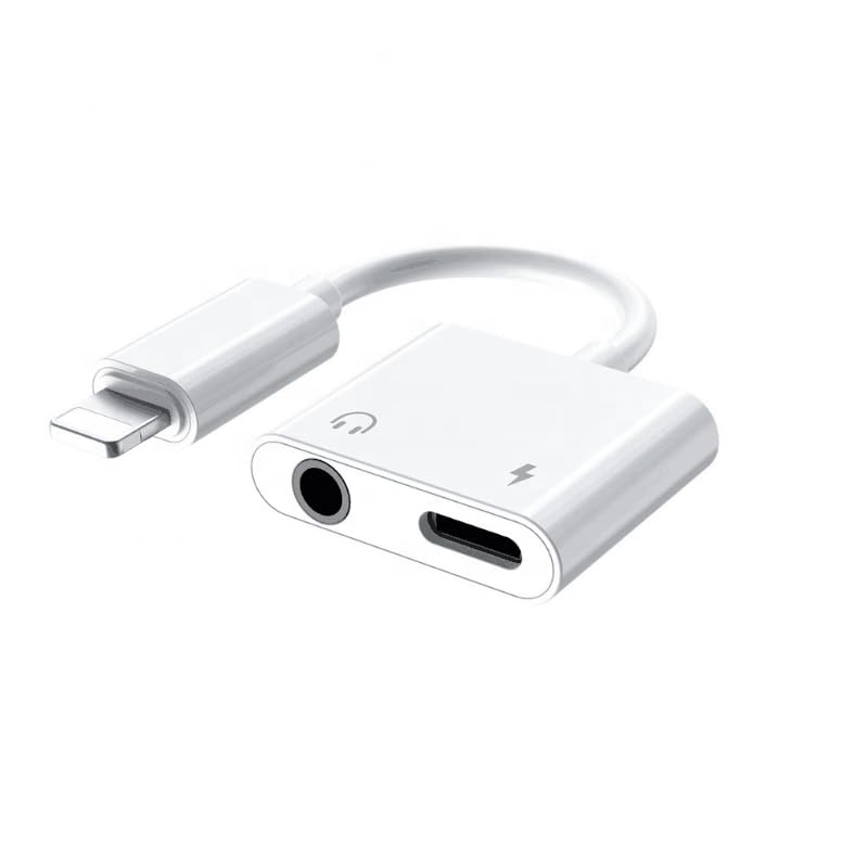 Multibao 2 in 1 iPhone to 3.5mm Headphone Adapter & Charger, Lightning to 3.5mm Aux Audio Splitter, Compatible with iPhone 14/13/12/11/XS/XR/X 8/iPad