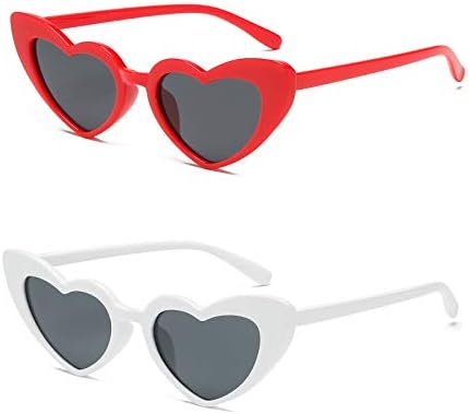 YOSHYA Clout Goggle Heart Sunglasses Vintage Cat Eye Mod Style - Main Image