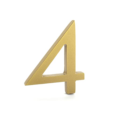 16 Inch Gold Alumunim floating or flat Modern House Number 4