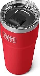 YETI Rambler 20 oz (591 ml) Stackable Cup with Removable Magslider Lid, Stainless Steel Vacuum Insulated Coffee Cup, Rescue Red
