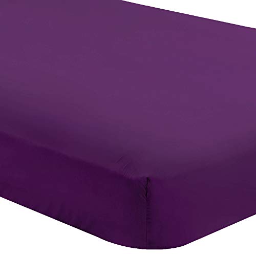 Bare Home Fitted Bottom Sheet Queen - Premium 1800 Ultra-Soft Wrinkle Resistant Microfiber - Hypoallergenic - Deep Pocket (Queen, Plum)
