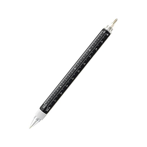 Shulaner 6 in 1 Multifunction Tech Tool Ballpoint Pen with Ruler Level Stylus and Two-Head Screwdriver Gift for Men Black 3 Pack
