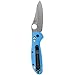 Benchmade - Mini Griptilian 555HG Knife, Sheepsfoot Blade, Plain Edge, Satin Finish, Blue Handle