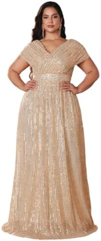 Amazon.com: Plus Size Sleeveless Glitter Sequined Womens Long Formal Gown  Aline Wedding Guest Dress Floor Length Evening Dresses Black Gold 0XL :  Clothing, Shoes & Jewelry