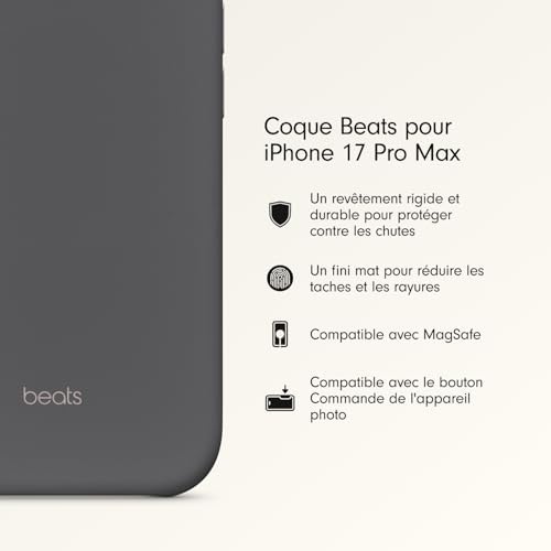 Coque pour iPhone 17 Pro Max équipée MagSafe avec Commande de l'appareil Photo, Fini Mat, Doublure en Tissu Microfibre - Gris Granite
