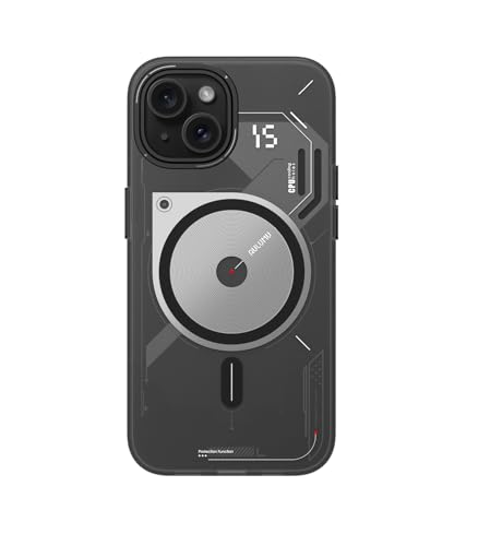 Aulumu A15 TPU for iPhone 15 Magnetic Case - IMD Technology - Compatible with Magsafe [Aluminum Alloy Camera Frame] Semitranslucent - Black