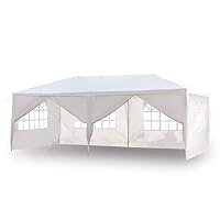 SZD 10 X 20 White Party Tent Gazebo Canopy Wedding Tent,Sunshade Shelter with 6 Sidewalls
