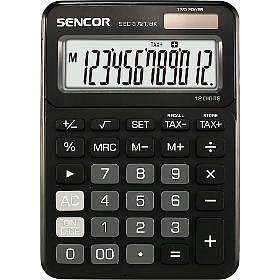 Sencor SEC 372T/BK Desktop Calculator Extra Large 12-Digit Display VAT Calculations Correction Key Root Calculator Percentage Calculator Black