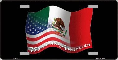 Mexican / American Flag Vanity Metal Novelty License Plate Tag Sign