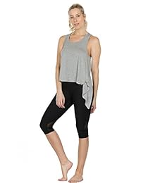 icyZone - Parte superior sexy para yoga, ropa de entrenamiento, camiseta deportiva sin mangas, cavada, para mujer