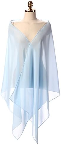 CoCoGirls Women's Bridal Soft Chiffon Shawl Long Evening Wraps For Special Occasion (One-Size, Light Blue 1)