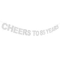 AERZETIX Cheers to 85 Years Silver Banner Happy 85th Birthday 85 Years Old Anniversary Keepsake Party Decoration Sign for Men or Women