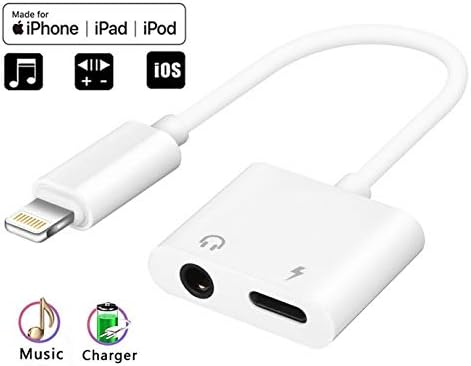 [Apple MFi Certified] Lightning to 3.5 mm Headphones Jack Adapter, 2 in 1 Earphone Dongle Audio Connector Music Splitter Charger Cable Accessories for iPhone 8/8Plus for iPhone7/7Plus/X/10/Xs/Xs max