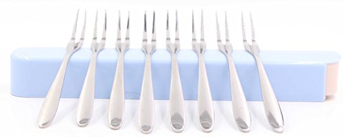 Fruit Forks With Case, LeBeila 8 PCS Appetizer Dessert Forks Mini Stainless Steel Salad Fruit Cocktail Tasting Forks Small Set For Home, Wedding & Party Favor (Stainless Steel, 8PCS)
