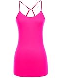 Mb Trend Junior Size Seamless Solid Spaghetti Strap Layering Camisole with Cross Back