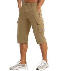 Khaki Shorts for Men Cargo Long Shorts Quick Dry