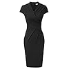 GRACE KARIN Vintage jurk, potlood, plissé, bodycon jurk, nauwsluitend, hart, V-hals, mouwen voor avondevenementen…